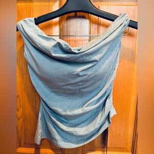 OGL off shoulder dusty blue angled top NWT with built in bra